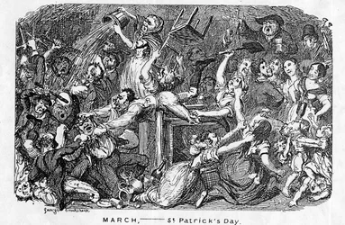 Março, - Dia de São Patrício, de &39;The Comic Almanack&39;, 1838